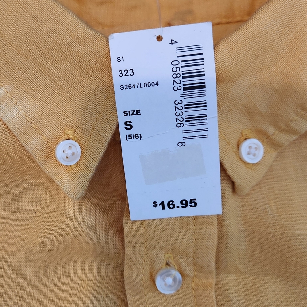NWT Children's Place Linen Button Down Shirt Size 5/6 Color Light Yellow - Picture 2 of 6